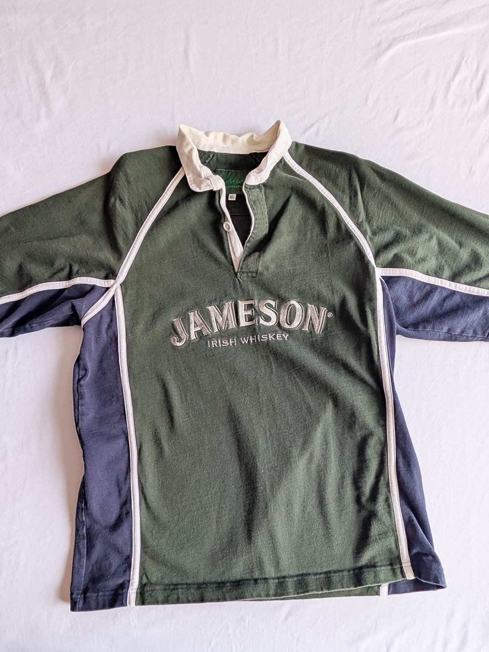 Jameson Distillery Vintage 2000s Rugby Shirt Green Blue White Original XL